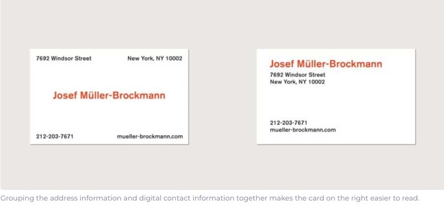 2 different business cards with different layouts.'
